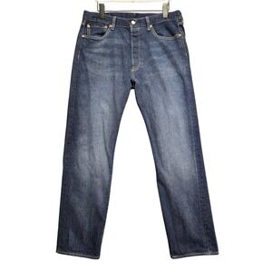 Levi's 501 Original Fit Jeans Straight Leg Button Fly 34x32 Dark Wash Blue Denim